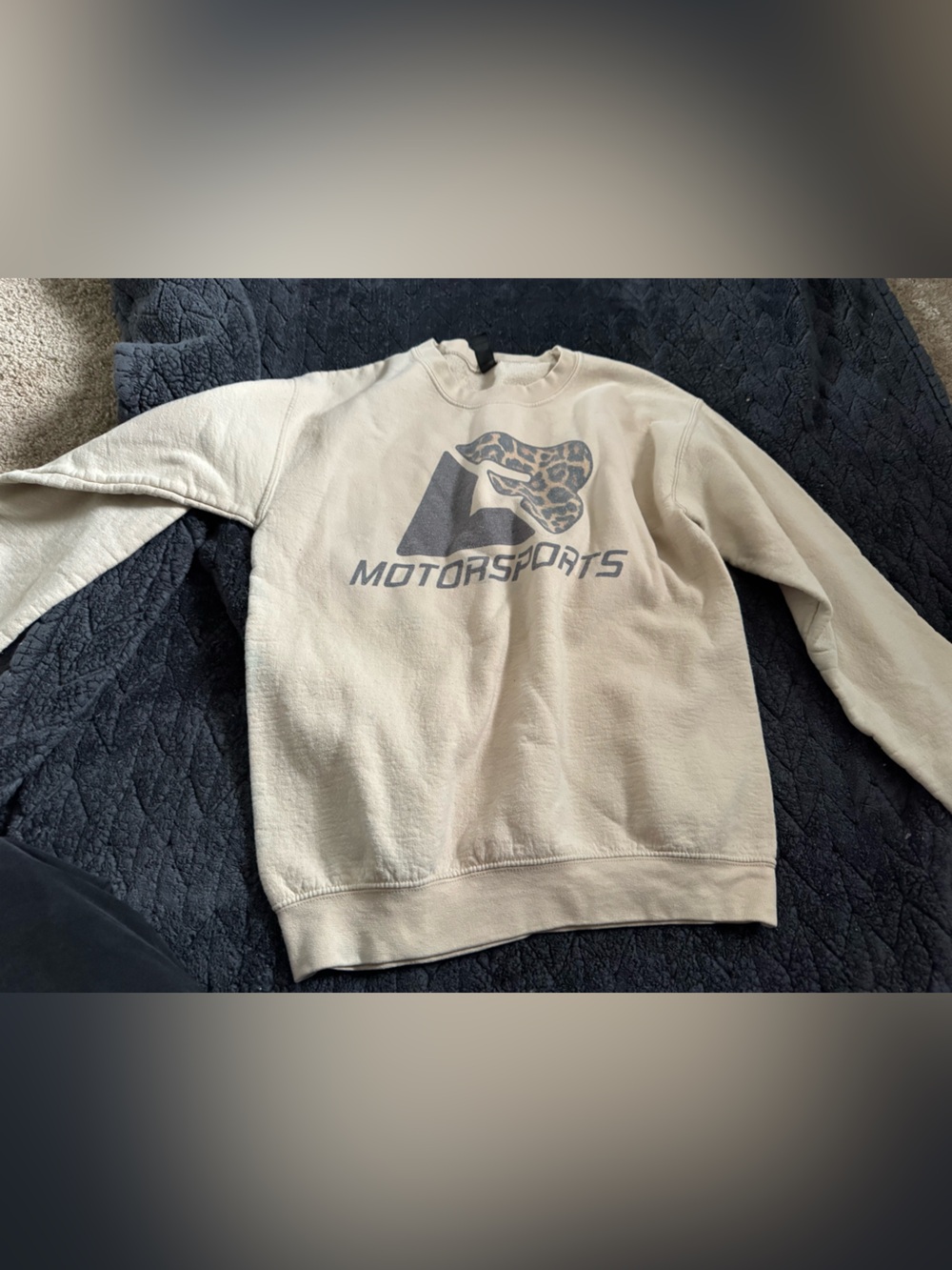 Cream Graphic Sweatshirt with Motorsports Logo